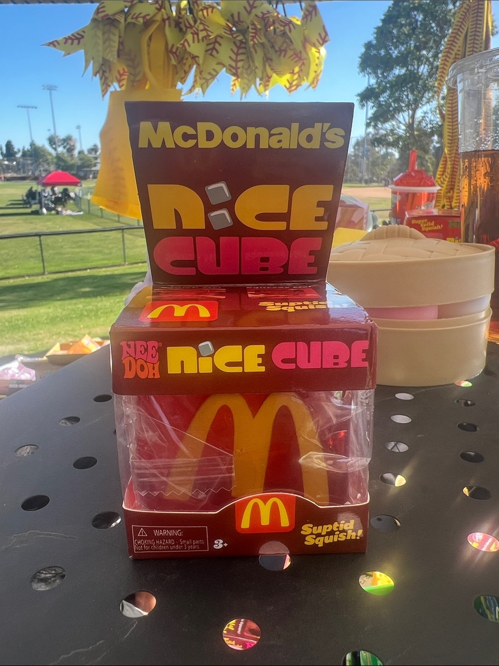 McDonald's Nice Cube Squishy Toy - Red, Yellow and Brown